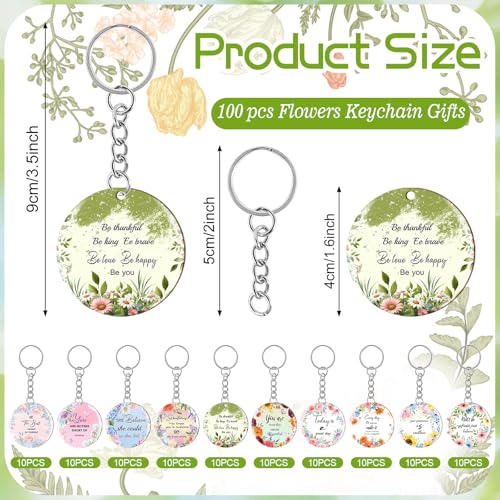clothmile 100 Pcs Bible Verse Keychains Christian Keyrings Marble Keychains Acrylic Religious Key Rings for Women - color: Floral