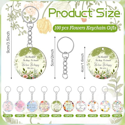 clothmile 100 Pcs Bible Verse Keychains Christian Keyrings Marble Keychains Acrylic Religious Key Rings for Women - color: Floral