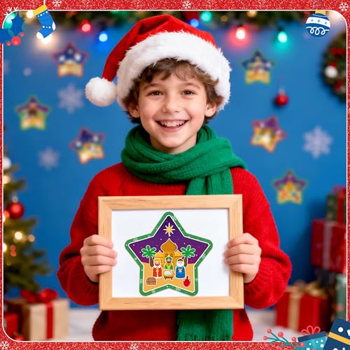 CY2SIDE Christmas Nativity Star Scene Sticker - 12 Set Jesus Birth Christian Sticker for School Reward, Make a Christmas Holy Night Stickers Scene for Classroom Activity Xmas Party Supplies - style: Nativity star