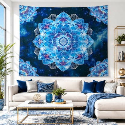 Apdidl Mandala Space Tapestry for Bedroom, Boho Blue Galaxy Sky Tapesries - color: Mandala Space Tapes try, size: 60"L x 51"W