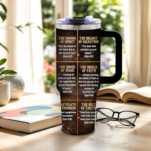 DUUV Armor of God Tumbler 40oz, Insulated Christian Cup Gift for Man Women - color: Divine Protection