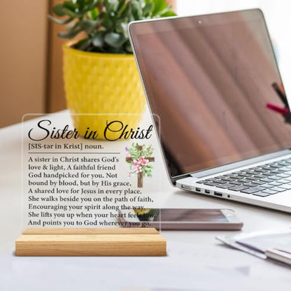 Sister in Christ Gifts for Women Acrylic Desk Sign - color: M60A03