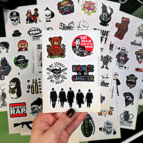 100Pcs Gangster Stickers, Gangster Decals, Skull Stickers, Mafia Laptop Decals, Gifts for Women & Men - color: Gangster Stickers