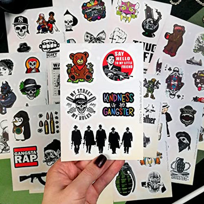 100Pcs Gangster Stickers, Gangster Decals, Skull Stickers, Mafia Laptop Decals, Gifts for Women & Men - color: Gangster Stickers