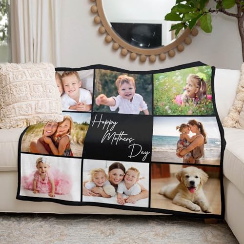 inkArts Custom Blanket with Photo, Personalized Blanket, Customized Photo Blankets, Customizable Picture Blankets, Personalized Photo Gifts for Mom Baby Kid Family Pet - color: 8 Photos