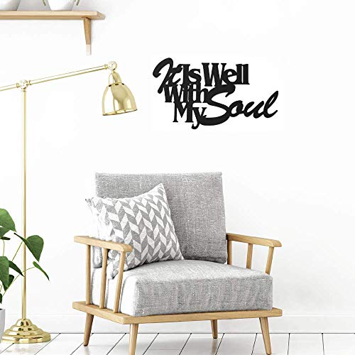 Inspirational Word Art, Christian Faith Biblical Verse Wall Sign, Hand-Made Wooden Decoration Plaque for Home, Office, Church, 17 x 10 inches (It Is Well With My Soul) - color: Well With My Soul