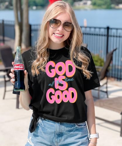 Christian Shirts for Women God is Good Shirt Oversized Jesus Faith Tshirt - color: Black, size: X-Large