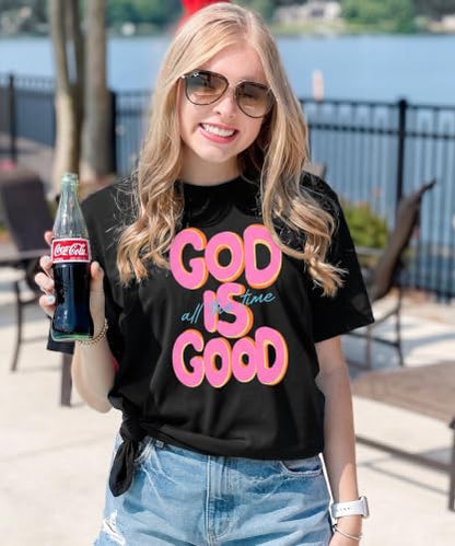 Christian Shirts for Women God is Good Shirt Oversized Jesus Faith Tshirt - color: Black, size: Large