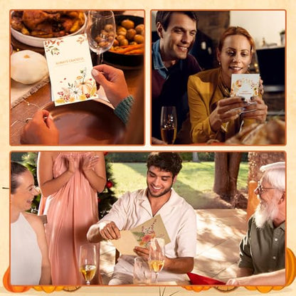 Thboxes 24 Pack Thanksgiving Cards with Envelopes, 4 x 6 in Bulk Thanksgiving Cards with Stickers, 6 Designs Thanks & Blessings Greeting Card Boxed for Fall Autumn Holiday Happy Harvest Party - style: Thanksgiving Card