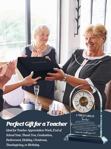 Teacher Gifts for Women Men, Thank You Appreciation Glass Clock - color: Teacher Gift