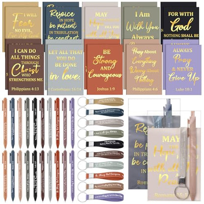 Eersida 80 Pcs Bulk Christian Gifts Notebooks Pens Keyring Church， stylish - color: Stylish, style: Bible