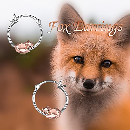 Fox/Pig/Mushroom/Cat Earrings Sterling Silver Cute Hoop Earrings Animal Jewelry Gifts for Women Daughter - style: B-fox