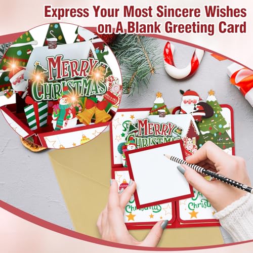 FaCraft Musical Christmas Cards, with Lights & Music Pop Up Santa Gift Box - color: 05 - Christmas Santa