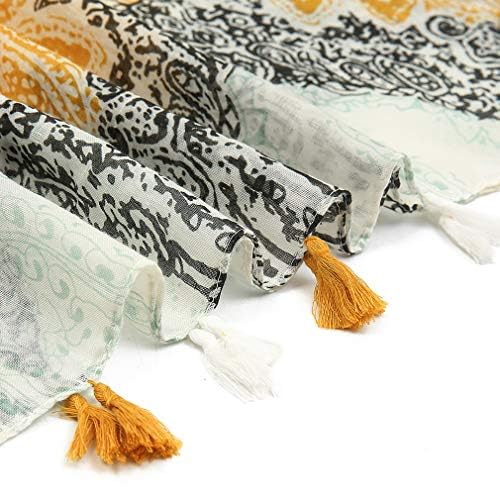 Yeieeo Boho Scarf for Women Lightweight Floral Printed Scarf Fall Winter Fashion Fringed Shawl - color: Floral 4