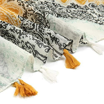 Yeieeo Boho Scarf for Women Lightweight Floral Printed Scarf Fall Winter Fashion Fringed Shawl - color: Floral 4