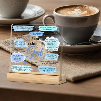 Baptism Gifts for Boy, Inspirational Scriptures Acrylic Desk Sign - color: M60A08