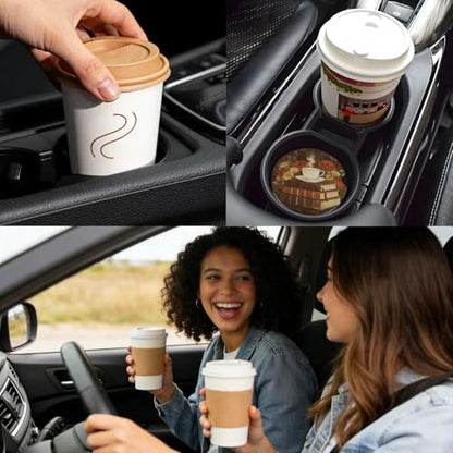 Ceramic Car Cup Coasters 2PCS - Coffee Book - color: Coffee Book