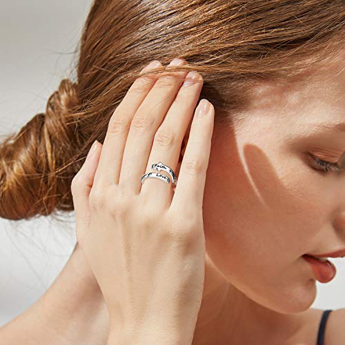 POPLYKE Cross Rings Sterling Silver Faith Adjustable Wrap Rings for Women Inspirational Jewelry Gifts - color: Hope