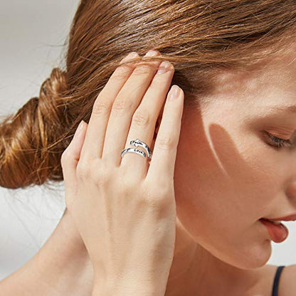 POPLYKE Cross Rings Sterling Silver Faith Adjustable Wrap Rings for Women Inspirational Jewelry Gifts - color: Hope
