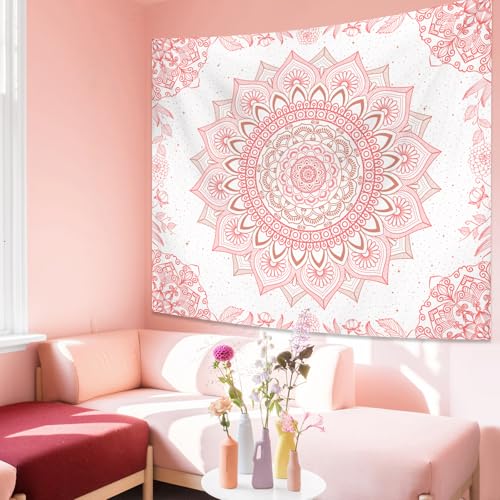 Apdidl Pink Boho Wall Tapestry for Bedroom,Mandala Bohemian Tapestries Girl - color: Boho Pink Tapestry, size: 60"L x 51"W