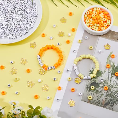 DICOSMETIC DIY Letter Bead Bracelets Making Kits Wild About Jesus Bead Bracelets Including 400Pcs Plastic Beads 420Pcs Acrylic Letter Beads 30Pcs Alloy Paw Print Charm and White Elastic Cord for Adult