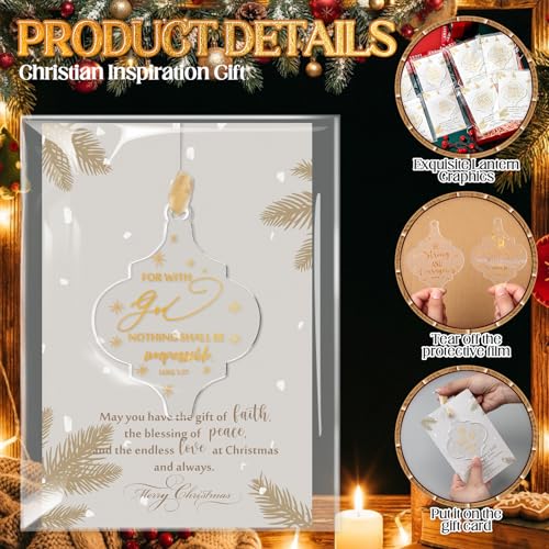 Kasyat 10 Sets Christian Tree Ornaments Bulk Clear with Cards, Classic - style: Classic