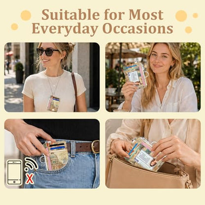 Retro City Travel Credit Card Holder Wallet, Slim RFID Blocking Card Case - color: City