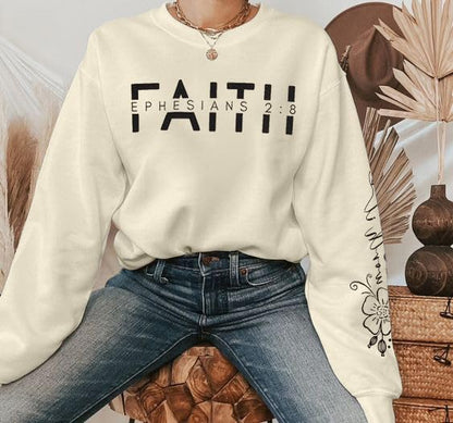 UNIQUEONE Christian Sweatshirt Women Faith Shirts: Jesus Sweatshirt Christian Religious Crewneck Long Sleeve Pullover Tops - color: Apricot, size: XX-Large