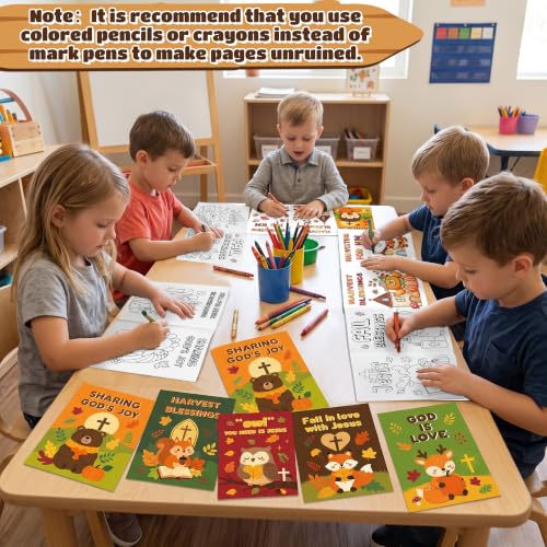 Dvbonike 24Pcs Fall Religious Animals Coloring Books DIY Color-in Pages - color: N-Fall Religious Animals