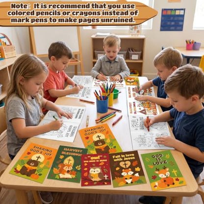 Dvbonike 24Pcs Fall Religious Animals Coloring Books DIY Color-in Pages - color: N-Fall Religious Animals