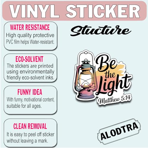 (3pcs) Be The Light Matthew Christian Quote Sticker Bible Verse Sticker for Laptop Water Bottle Vinyl Waterproof Faith Aesthetic Jesus Inspirational Stickers. Size 2.8" x 3" - color: Be the Light Matthew