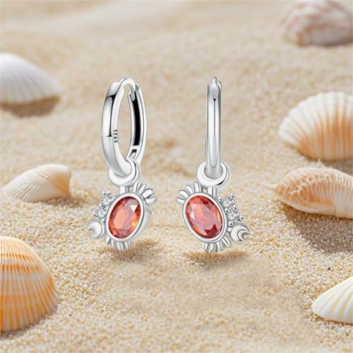 925 Sterling Silver Cute Animal Unique Huggie Hoop Earrings for Women - color: Cute Crab