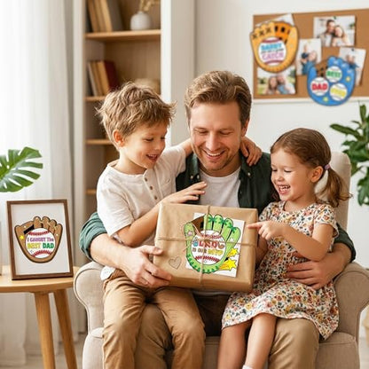 CY2SIDE Fathers Day Coloring Craft - 80PCS Color Your Own Best Dad Baseball Glove Cutout Hanging Ornament Caught The Best Dad DIY Baseball Theme Paper Card for Kids School Activity Fathers Day Gift - style: Father Baseball Glove