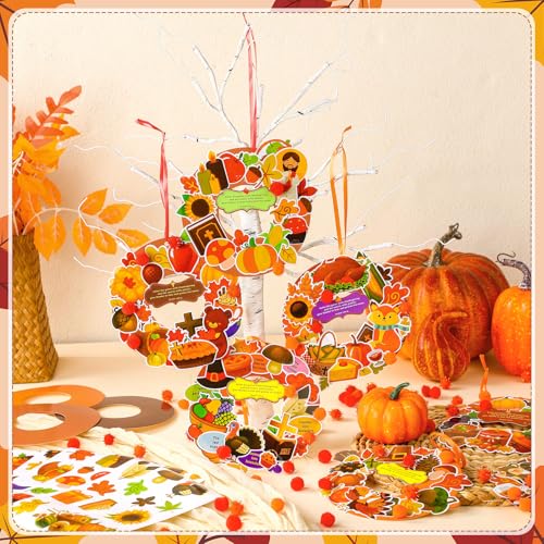 Hollowfly 48 Set Thanksgiving Wreath Craft Kits DIY Christian Ornament - style: Christian Thanksgiving