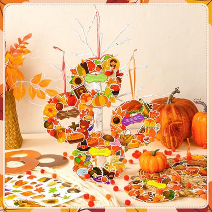 Hollowfly 48 Set Thanksgiving Wreath Craft Kits DIY Christian Ornament - style: Christian Thanksgiving