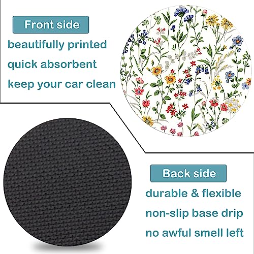 Car Cup Holder Coasters, 2 Pack – 2.75" Universal Auto Anti-Slip Insert Coaster, Rubber Car Coasters, Personalized Car Accessories for Women & Men (Wildflowers) - color: Wildflowers
