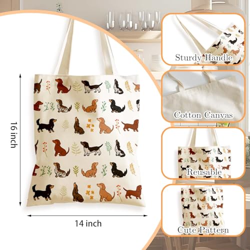 Aesthetics Canvas Tote Bag - Art Design Gift for Women, Reusable Purse Tote Bag with Inner Zip Pocket - style: Dachshund