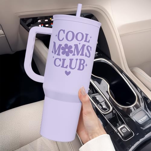 Gift for Mom - Cool Mom Club Stainless Steel Tumbler with Handle, Travel Coffee Mug for Moms - Gifts for Birthday Christmas Mothers Day, 40oz - color: Mom 7