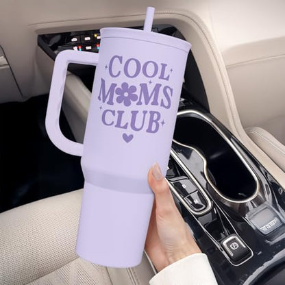 Gift for Mom - Cool Mom Club Stainless Steel Tumbler with Handle, Travel Coffee Mug for Moms - Gifts for Birthday Christmas Mothers Day, 40oz - color: Mom 7