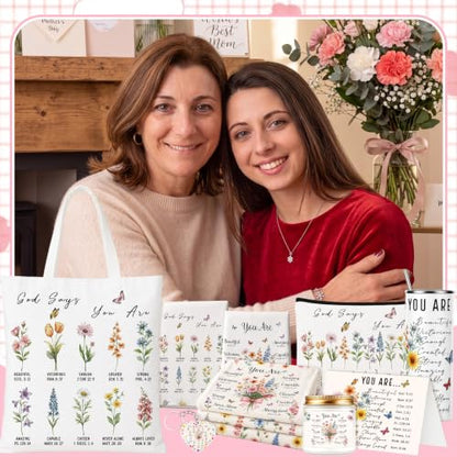 10 Pcs Christian Gifts for Women, Inspirational Religious Care Package for Mom Friend Sister, Lavender Spa Gift Basket with Bible Verse Blanket Tumbler Tote Bag, Get Well Birthday Box - style: Christian Floral