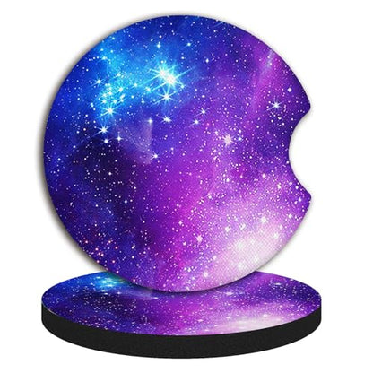 2pcs Nebula Pattern Car Cup Holder Coasters, Absorbent Drinks Coaster Mat for Cup Holders - color: Nebula