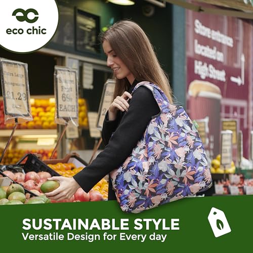 ECO CHIC Foldable Reusable Large Grocery Bags - Foldable Grocery Bags - Lightweight, Recycled & Reusable Shopping Bag - Waterproof, Packable Tote Fitting in Fine Grocery Bag Carrier - color: Paisley