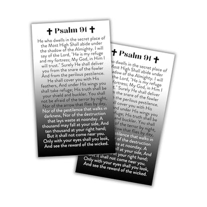 Psalms 91 Prayer for Protection Wallet Cards 30pk 2x3.5” Verses Black Gray Ombre Design New Drivers Pocket Encouragement Minimalist Modern