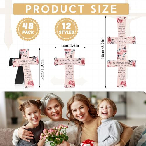 Resurhang 48 Pcs Magnetic Bookmark Cross Bible Verse Marker, Flower - style: Flower