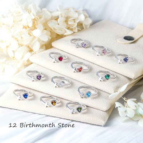 Adjustable Cross Ring for Women 925 Sterling Silver Fine Jewelry Gift for Her, Inspiration Christian Ring Faith Hope Love Cross Ring, Birthstone Ring - color: 12-Dec