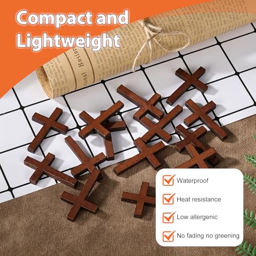 Wood Cross Necklace Bulk Set, Wooden Cross Pendant with Cord - color: 80 Pcs