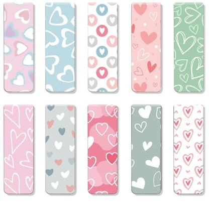 Magnetic Bookmarks, Page Markers, 10 Love Pattern Designs - color: Love Theme