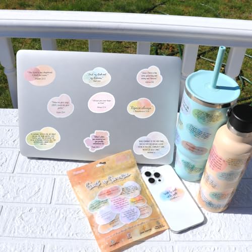 224PC Watercolor Christian Bible Verse Stickers by Puraesla – Clear Bible Decor, Faith Inspired Inspirational Journaling & Study Waterproof Boho Stickers for Water Bottles, Laptops, Notebooks
