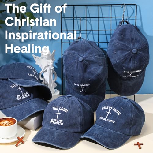 Zoooyawn 10 Pcs Jesus Christian Hats Cross Baseball Cap - color: Blue