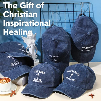 Zoooyawn 10 Pcs Jesus Christian Hats Cross Baseball Cap - color: Blue